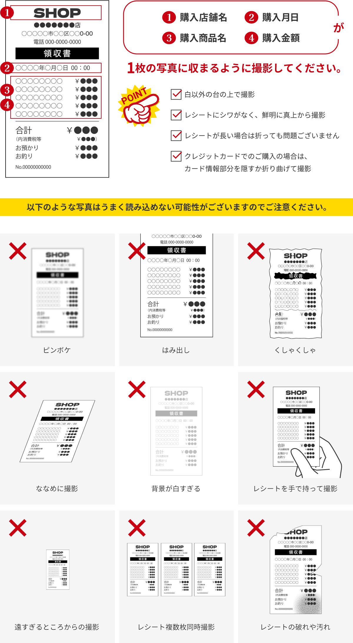 1枚の写真に収まるように
撮影してください。