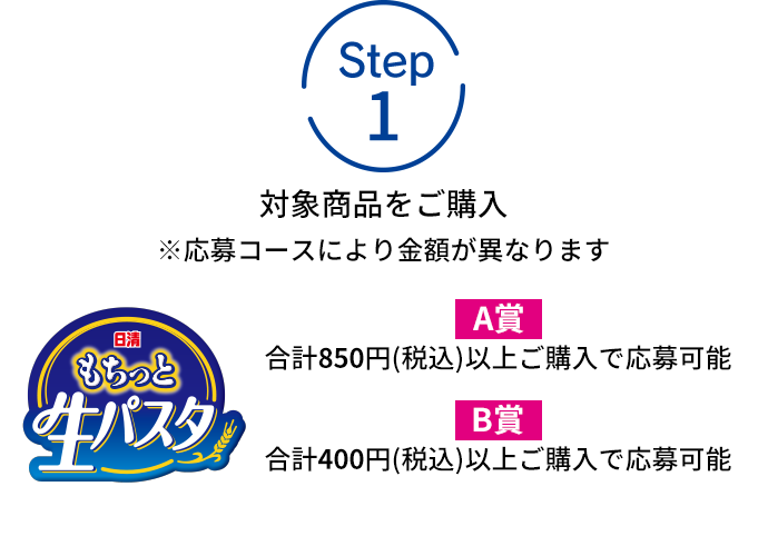 STEP1 対象商品をご購入 ※応募コースにより金額が異なります