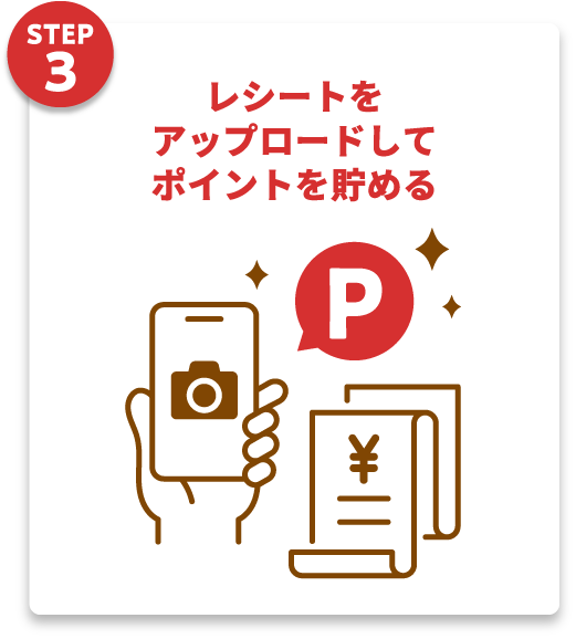 STEP3：レシートをアップロードしてポイントを貯める